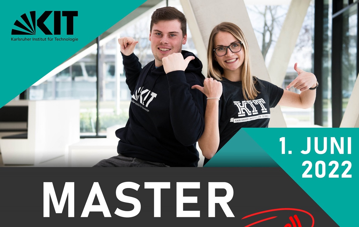  Plakat Mastermesse, zwei Personen in KIT-Hoodies mit die Daumen hoch halten.